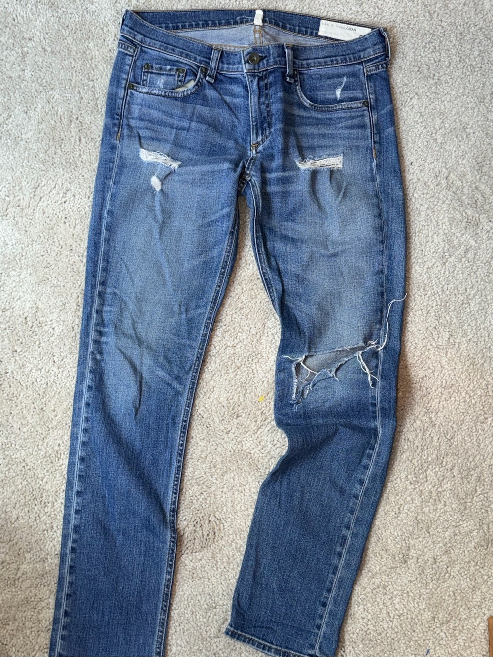 rag & bone Women's Distressed Blue mom Jeans